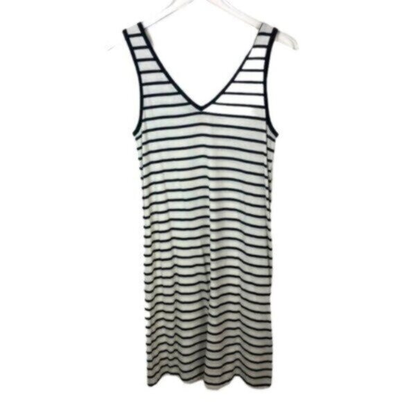 Joe Fresh | Women's White & Black Stripe V-neck T-shirt Dress Size Small - Picture 4 of 7